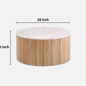 Round-wooden-coffee-table-slatted-base - Image 6
