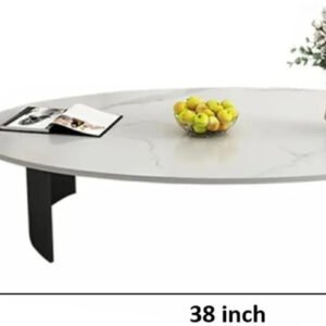 Oval Wooden Coffee Table Marble Finish Mica Laminate