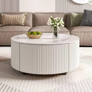 Modern Rio Luxe Round Coffee Table with Storage - Image 9