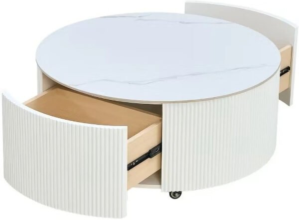 Modern Rio Luxe Round Coffee Table with Storage