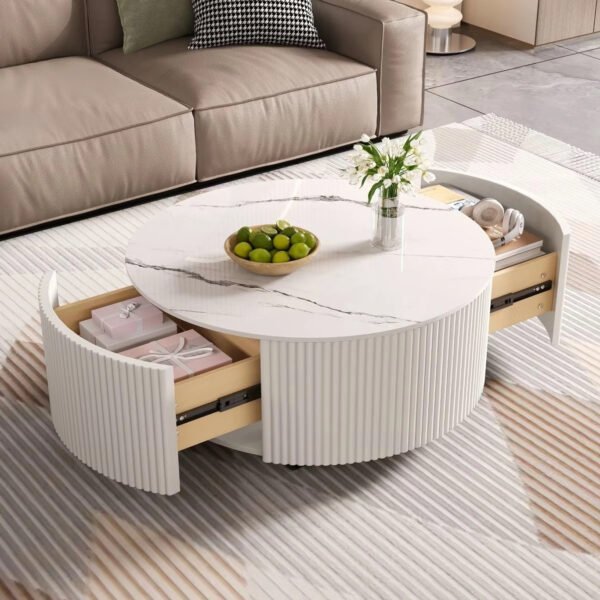 Modern Rio Luxe Round Coffee Table with Storage