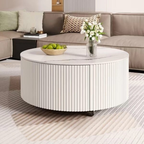 Modern Rio Luxe Round Coffee Table with Storage