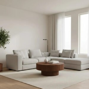 Sculptural Fluted Coffee Table – Engineered Wood