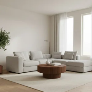 Sculptural Fluted Coffee Table – Engineered Wood