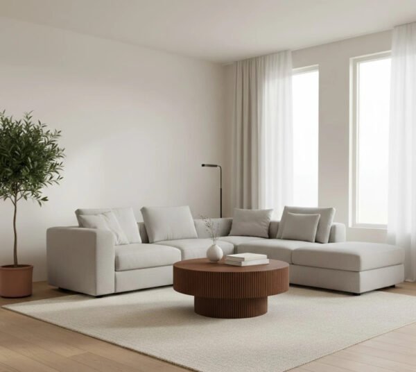 Sculptural Fluted Coffee Table – Engineered Wood
