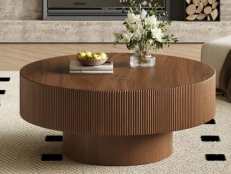 Sculptural Fluted Coffee Table – Engineered Wood