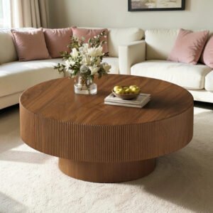 Sculptural Fluted Coffee Table – Engineered Wood