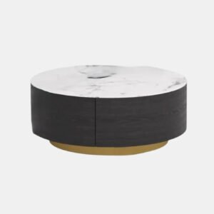 Modern Gloss Round Coffee Table with Dual Drawers