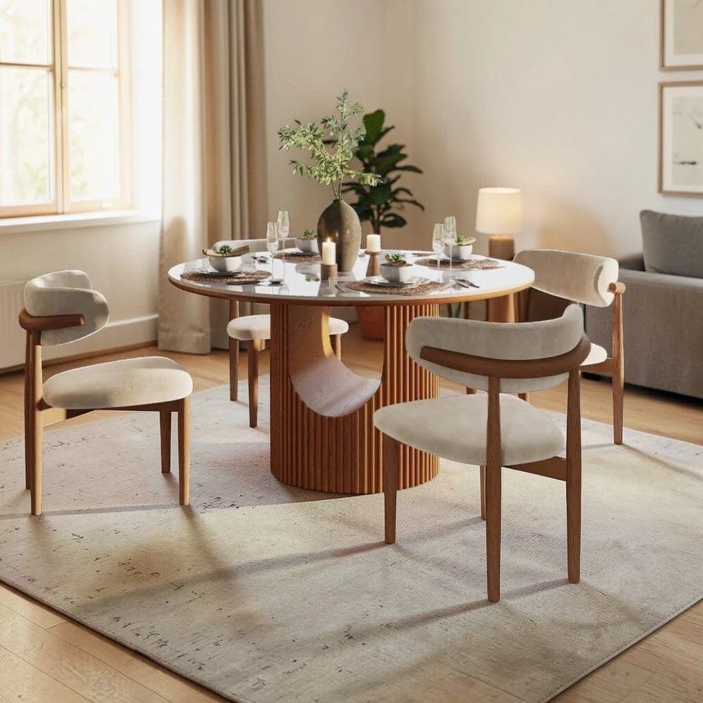 Modern Glona Fluted Oval Coffee Table