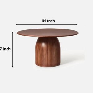Round Walnut Finish Dining Table