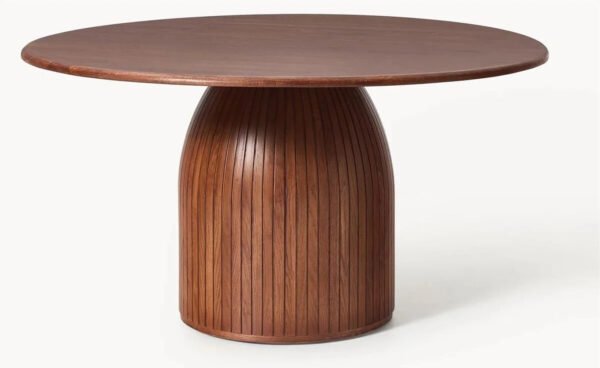 Round Walnut Finish Dining Table