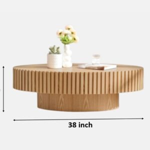 Riyu Natural Oak Ribbed Oval Coffee Table