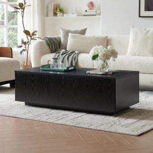 Tanush Furnitures Tanush Handcrafted Rectangular Wooden Coffee Table (Black) - Image 4