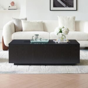Tanush Furnitures Tanush Handcrafted Rectangular Wooden Coffee Table (Black) - Image 2