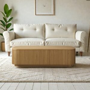 Tanush Furnitures Modern Ribbed Series (Natural Wood / Oak Finish) - Image 2