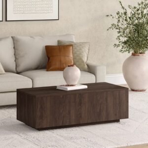 Tanush Furnitures Handmade Wooden Coffee Table with Clean Linear Silhouette (Brown) - Image 6