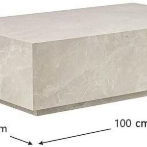 Tanush Furnitures Modern Monolithic Wood Coffee Table (Beige) - Image 3