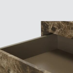Tanush Furnitures Handcrafted Wooden Marble Finish Coffee Table with Dual Hidden Storage Drawers (Brown) - Image 7