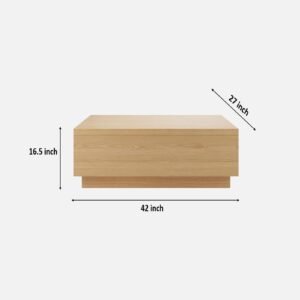 Tanush Furnitures Aurvian Modern Engineered Wood Storage Coffee Table with Dual Side Drawers (Oak or Light Brown) - Image 3