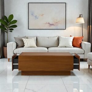 Tanush Furnitures Arbor Wooden Glide Coffee Table (Brown) - Image 1
