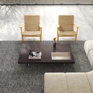 Tanush Furnitures Modern Sam Wooden Coffee Table - Mica Center Table with Inbuilt Tray (Oak) - Image 6