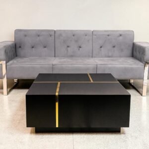 Tanush Furnitures Modern Obsidian Sun-Inlay Coffee Table (White) - Image 2