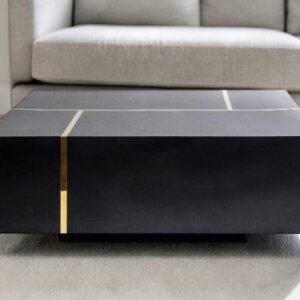 Tanush Furnitures Modern Obsidian Sun-Inlay Coffee Table (White) - Image 5