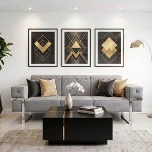 Tanush Furnitures Modern Obsidian Sun-Inlay Coffee Table (White) - Image 1