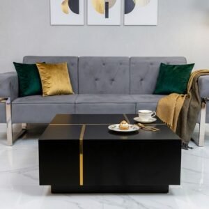 Tanush Furnitures Modern Obsidian Sun-Inlay Coffee Table (White) - Image 7