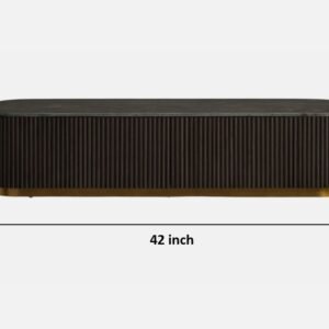 Tanush Furnitures Modern Fluted Dark Wood Coffee Table with Storage ( 2 Drawers ) (Brown) - Image 3