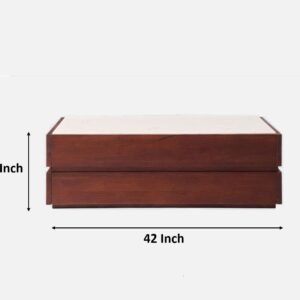 Tanush Furnitures Artisan Wood Coffee Table with Sleek Profile, Side Drawers, and Modern Design (Brown) - Image 3