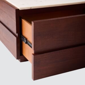 Tanush Furnitures Artisan Wood Coffee Table with Sleek Profile, Side Drawers, and Modern Design (Brown) - Image 5