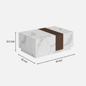 Tanush Furnitures Modern Lunara Contemporary Wood Coffee Table (White and Brown) - Image 3