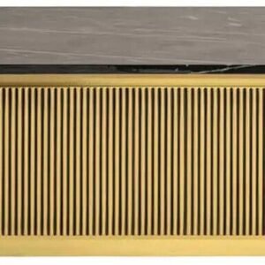Tanush Furnitures Modern Fluted Designer Coffee Table (Golden Yellow) - Image 5