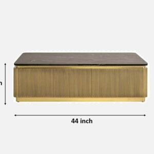 Tanush Furnitures Modern Fluted Designer Coffee Table (Golden Yellow) - Image 3