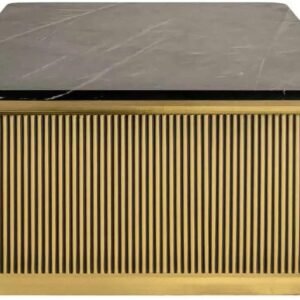 Tanush Furnitures Modern Fluted Designer Coffee Table (Golden Yellow) - Image 4