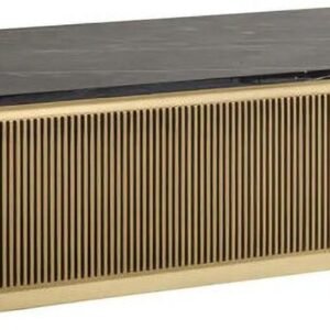 Tanush Furnitures Modern Fluted Designer Coffee Table (Golden Yellow) - Image 2