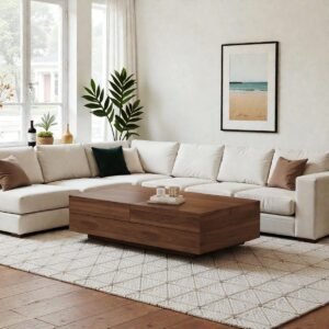 Tanush Furnitures Urban Slide Series with Storage (Walnut Brown) - Image 2
