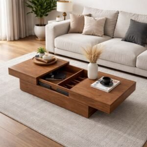 Tanush Furnitures Urban Slide Series with Storage (Walnut Brown) - Image 1