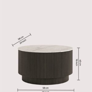 Tanush Furnitures Olex Round Wooden Fluted Coffee Table with hidden storage (Grey) - Image 3