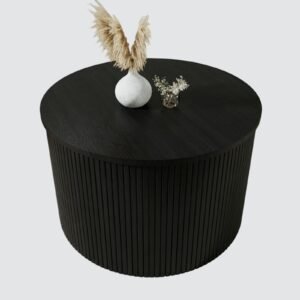 Tanush Furnitures Black Round Coffee Table with storage (Black) - Image 5