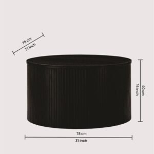 Tanush Furnitures Black Round Coffee Table with storage (Black) - Image 2