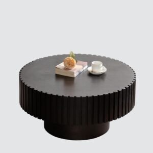 Tanush Furnitures Modern Fluted Round Coffee Table (Black) - Image 4