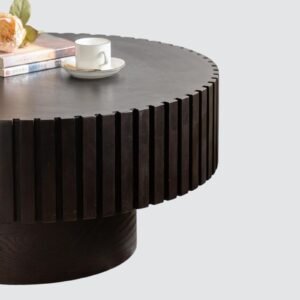 Tanush Furnitures Modern Fluted Round Coffee Table (Black) - Image 6