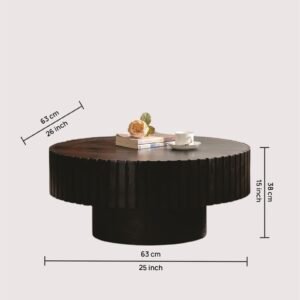 Tanush Furnitures Modern Fluted Round Coffee Table (Black) - Image 3