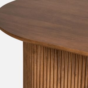 Tanush Furnitures Round Wooden Coffee Table with Fluted Pedestal Base (Brown) - Image 4