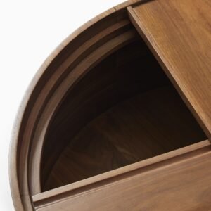 Tanush Furnitures Wood Drum Coffee Table with Hidden Storage (Brown) - Image 5