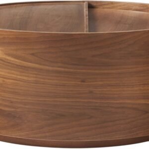 Tanush Furnitures Wood Drum Coffee Table with Hidden Storage (Brown) - Image 2