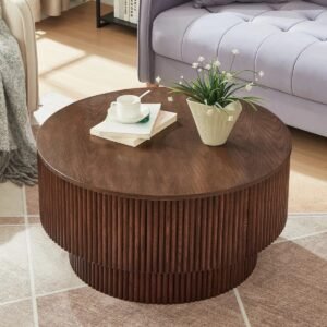 Tanush Furnitures Wooden Coffee Table with Dual Storage Drawers – Walnut Finish (Brown) - Image 8
