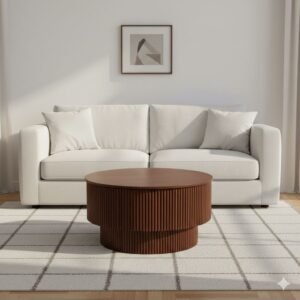 Tanush Furnitures Wooden Coffee Table with Dual Storage Drawers – Walnut Finish (Brown) - Image 2